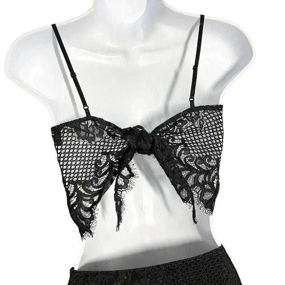 For Love and Lemons Black Lace skirt and crop top size Small Medium set outfit - Picture 7 of 11